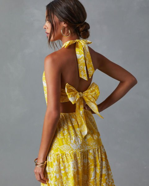 YELLOW-ECRU-FLORAL DRESS