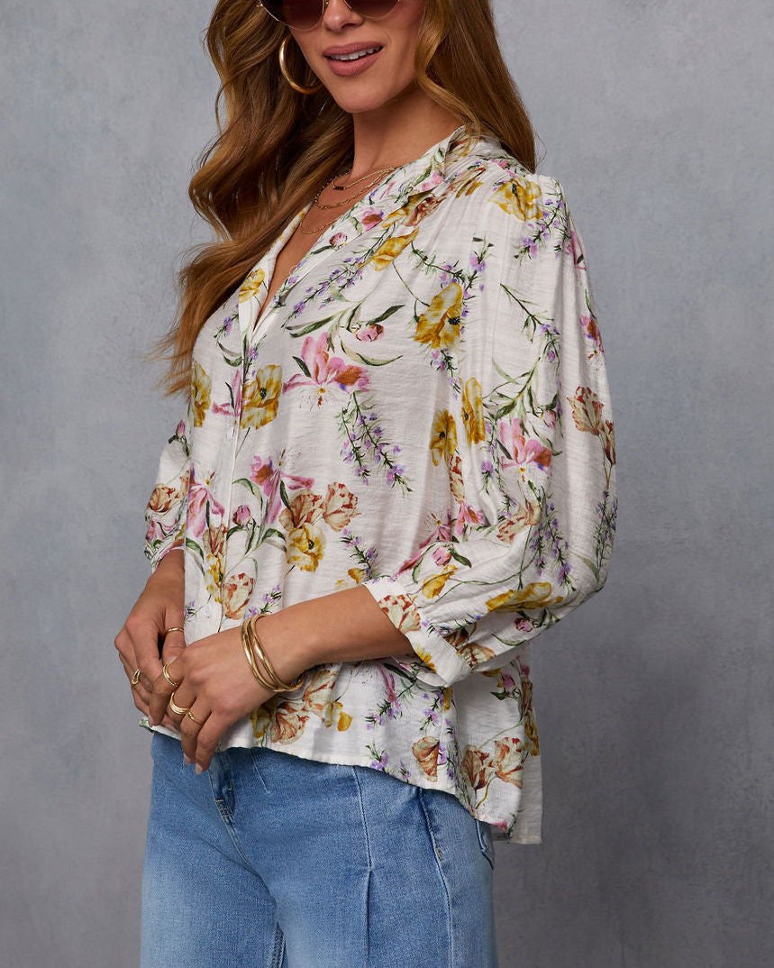 ECRU-FLORAL SHIRT