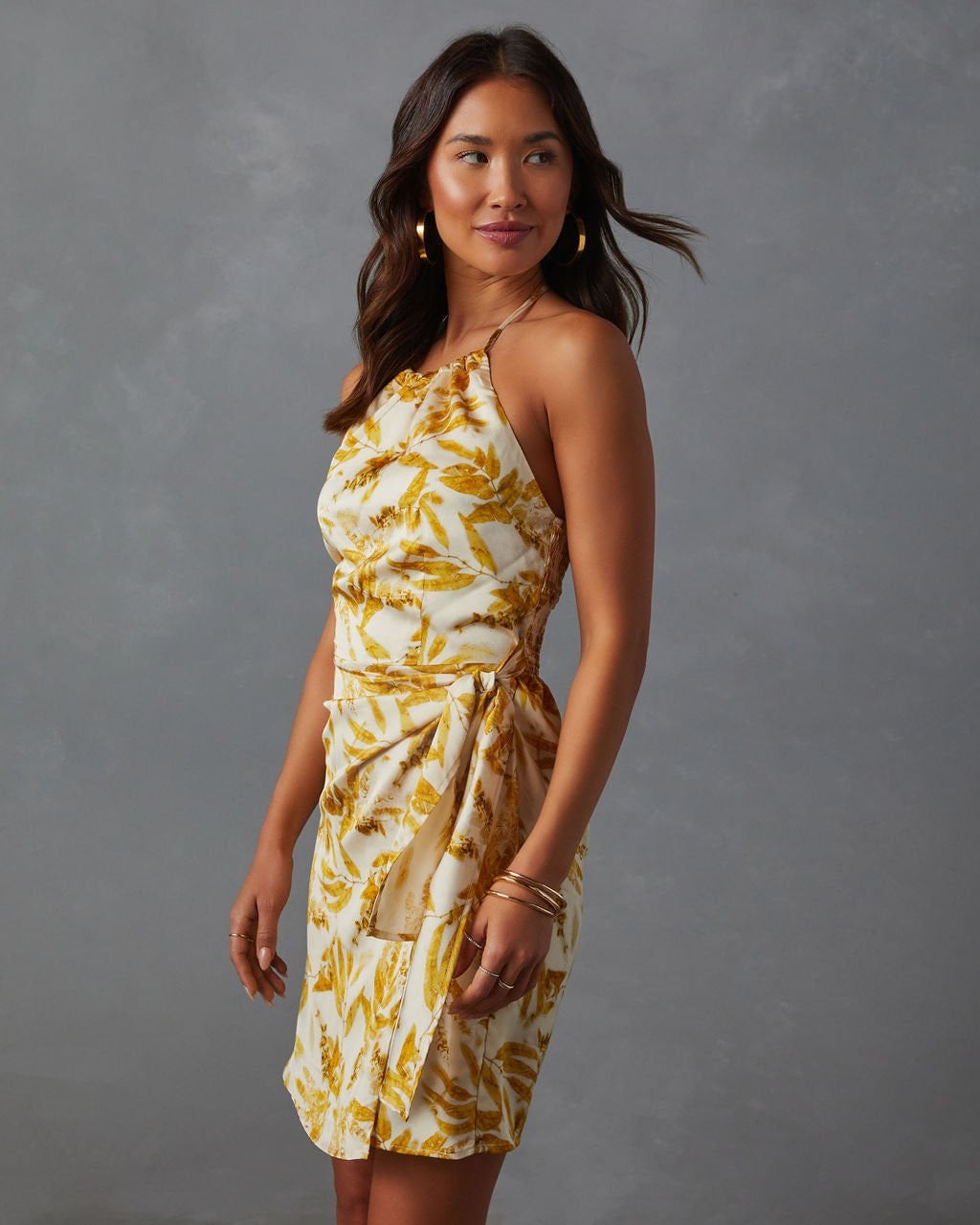 ECRU-MUSTARD-FLORAL DRESS