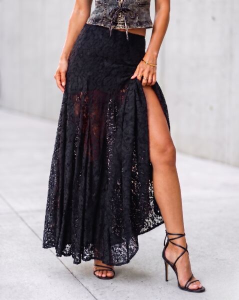 BLACK SKIRT S - BLACK