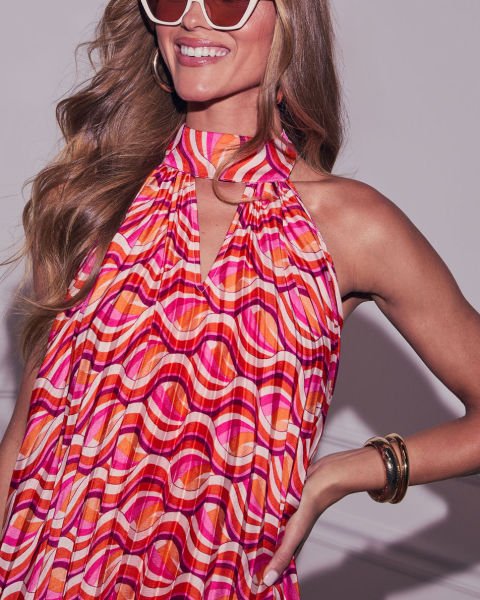 PINK-RED-PRINTED DRESS