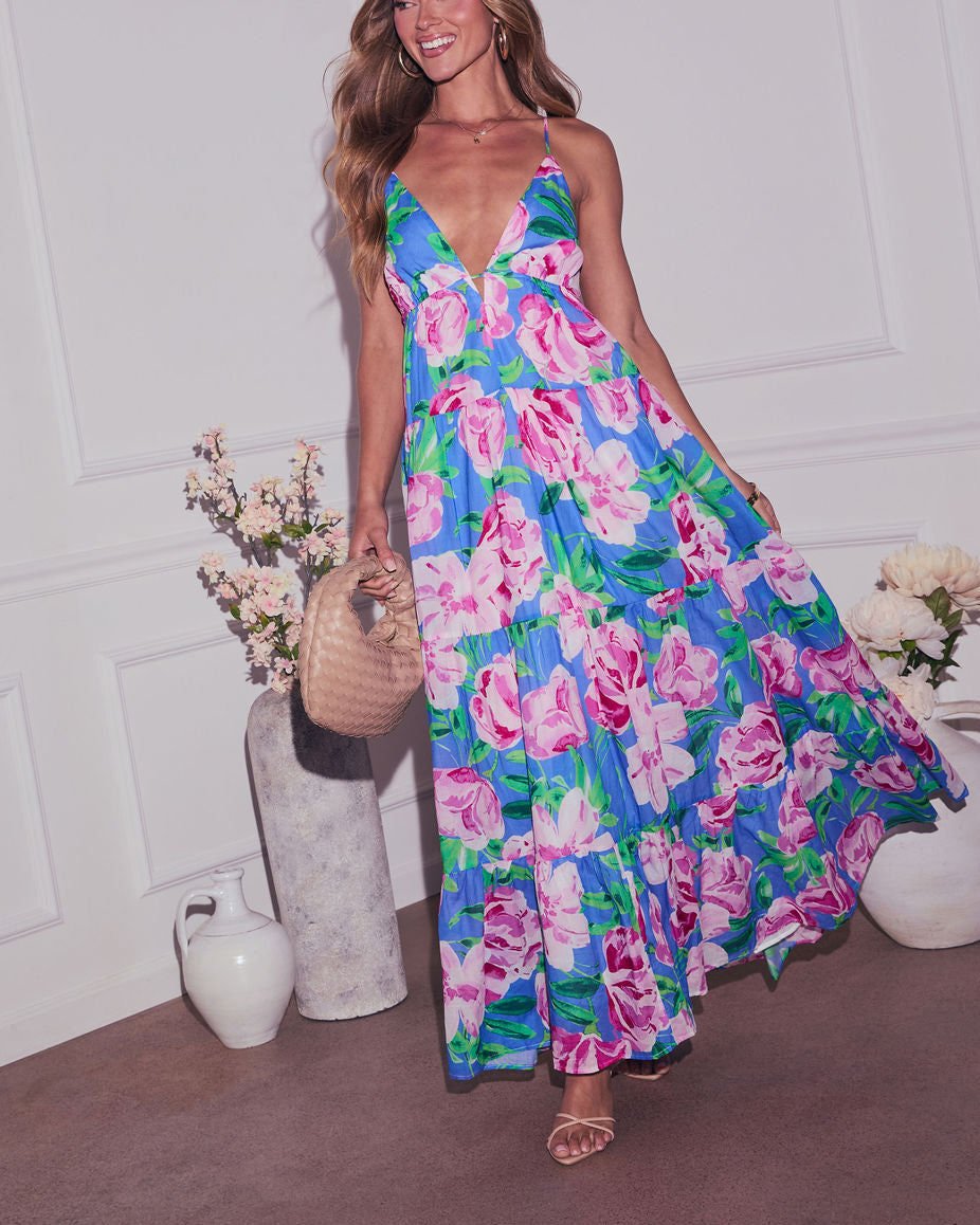 BLUE-PINK-FLORAL DRESS