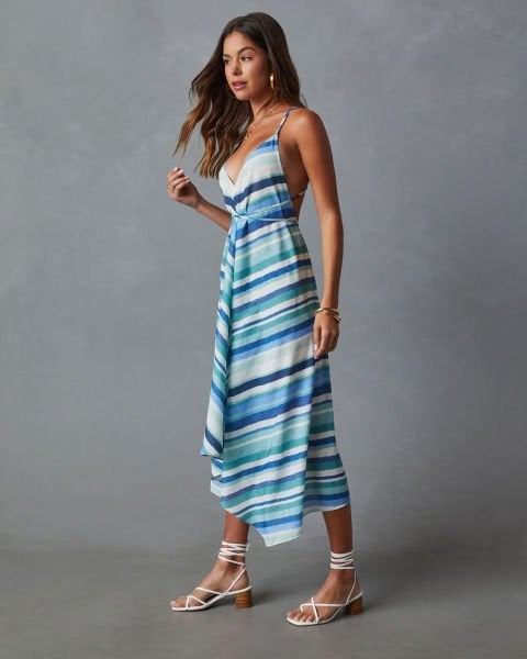 BLUE-MINT-STRIPED DRESS