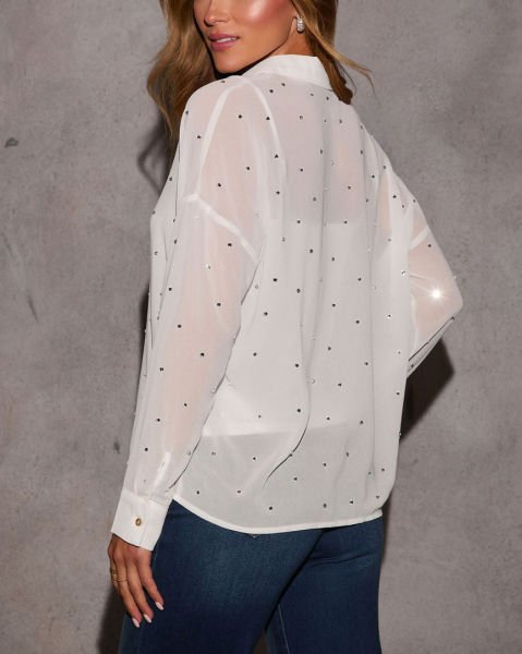 ECRU-BLACK-POLKADOT SHIRT