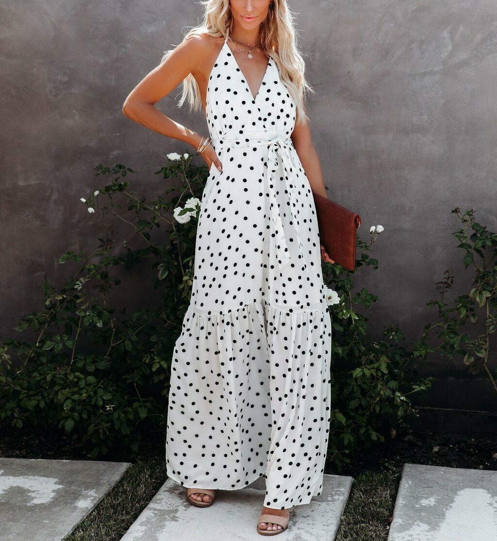 ECRU-POLKA-DOT DRESS XL - ECRU-POLKA-DOT