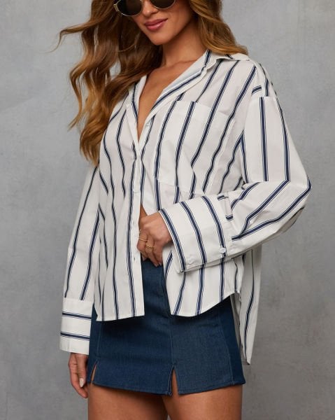 ECRU-NAVY-STRIPED SHIRT