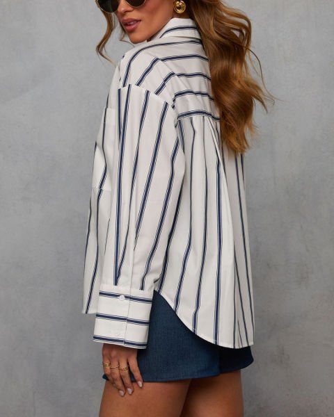 ECRU-NAVY-STRIPED SHIRT