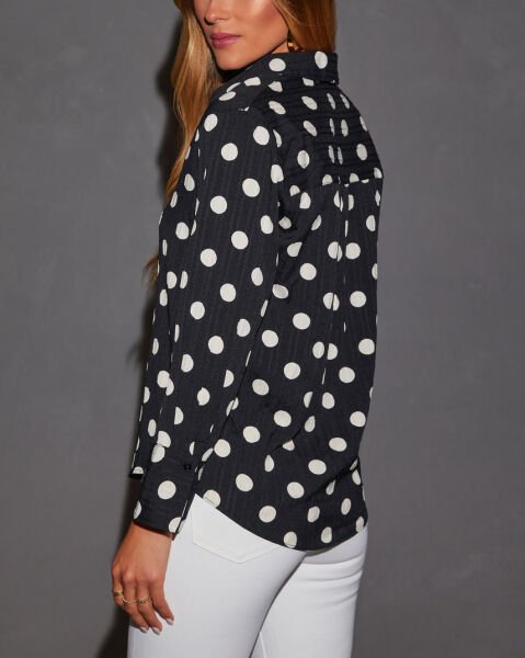 BLACK-WHITE-POLKADOT SHIRT