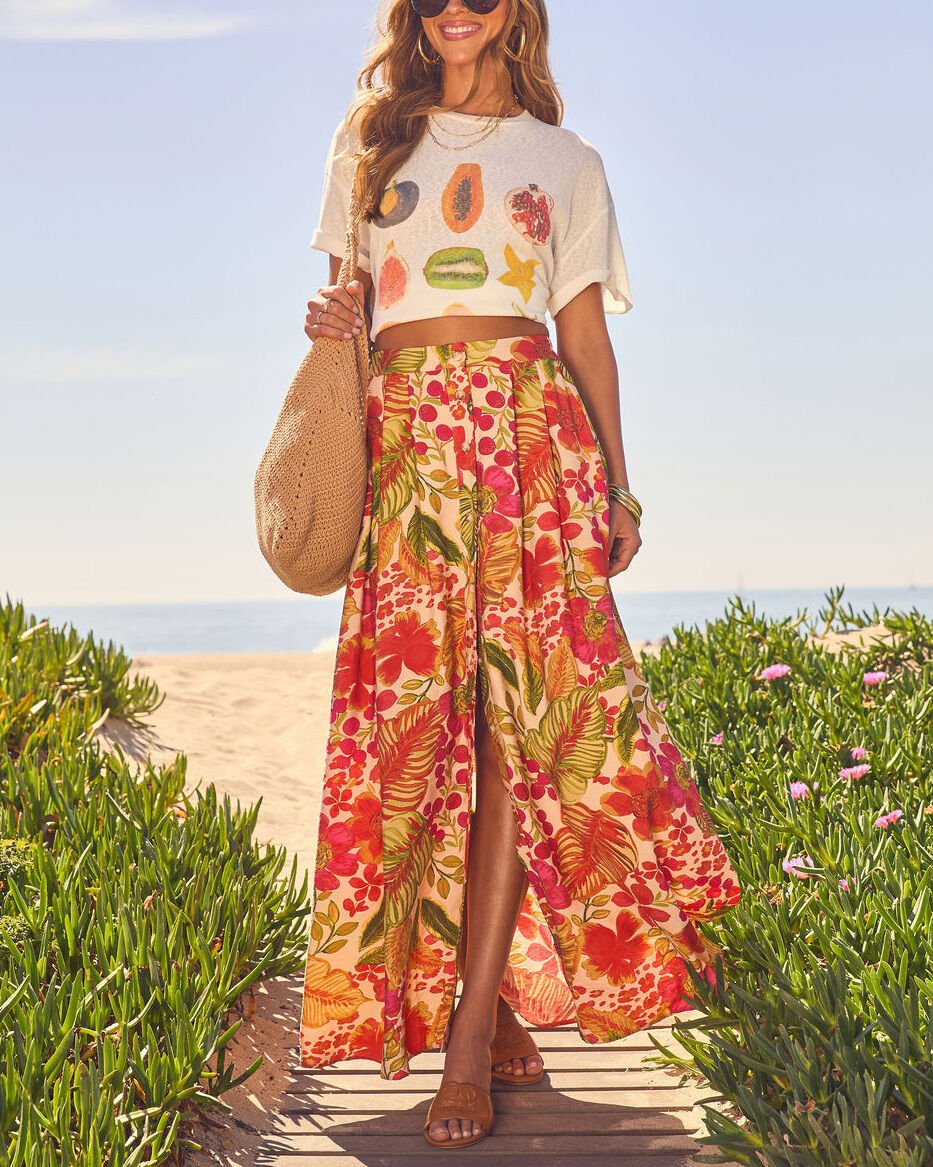 MULTICOLOR-FLORAL SKIRT XL - MULTICOLOR-FLORAL