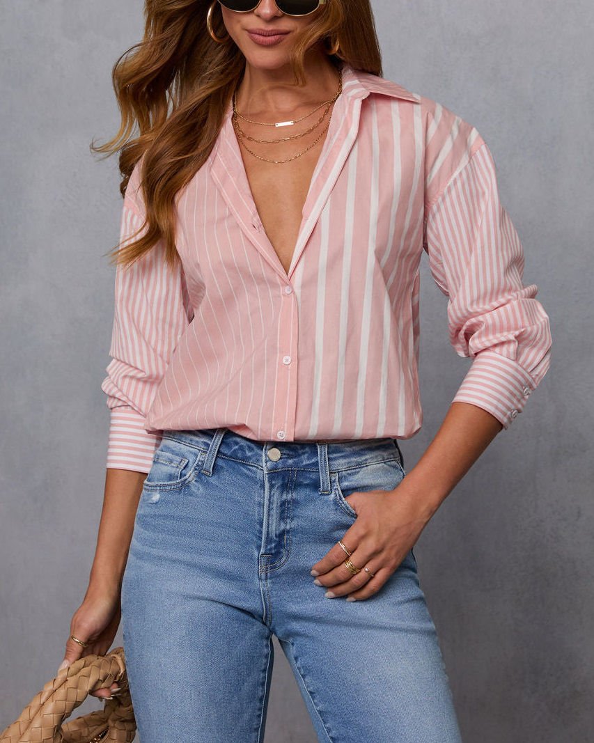 PINK-ECRU-STRIPED SHIRT