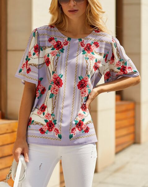 LILAC-FLORAL BLOUSE
