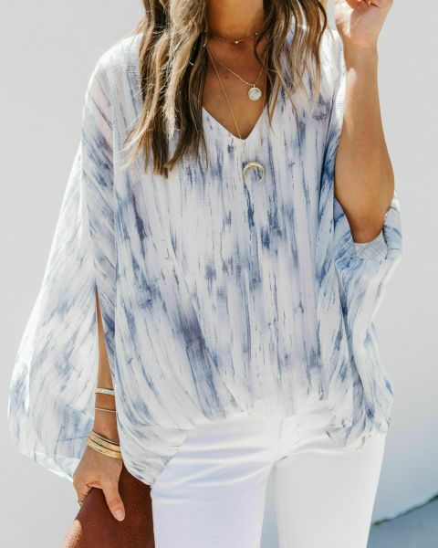 ECRU-BLUE-BATIK BLOUSE