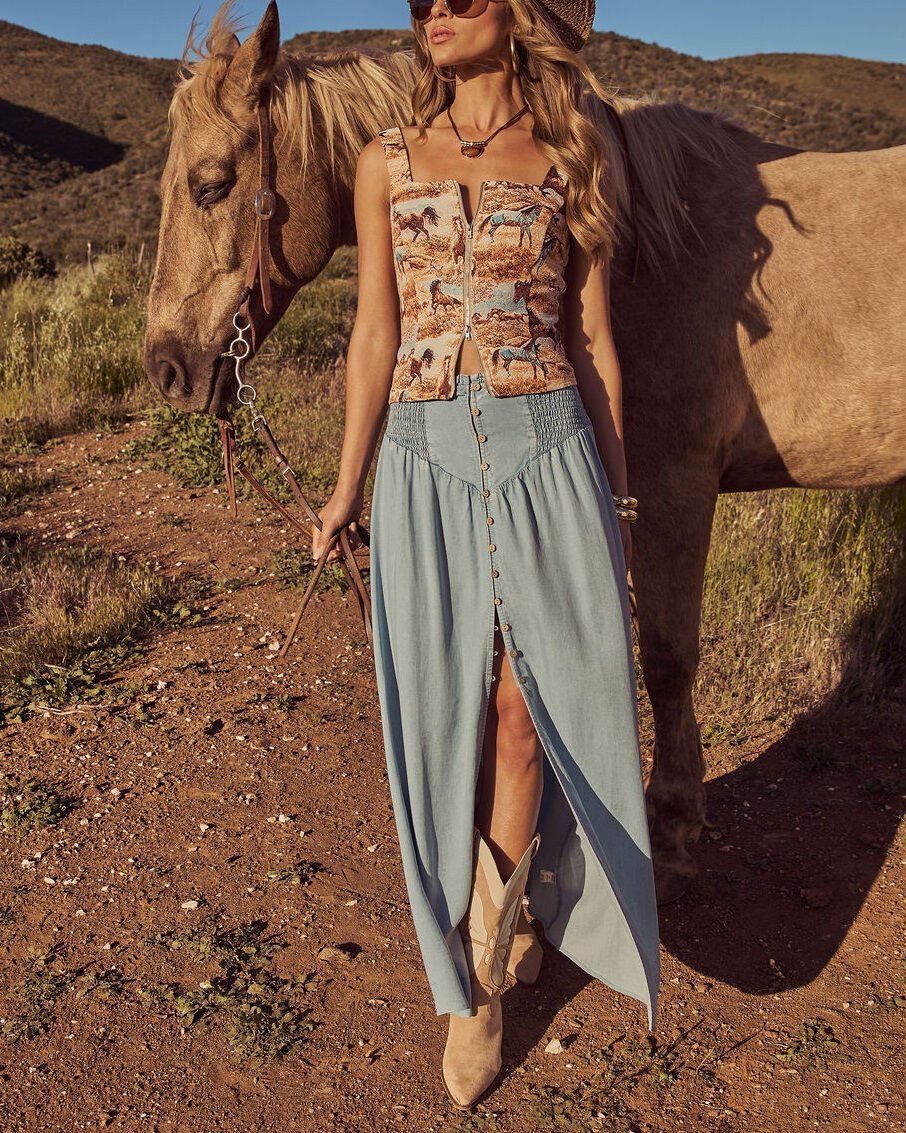 LIGHT-BLUE JEANS SKIRT M - LIGHT-BLUE