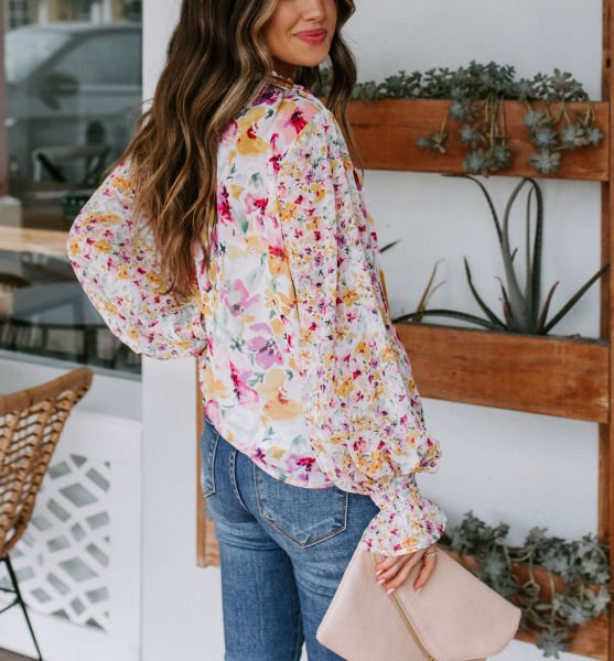 ECRU-FLORAL BLOUSE