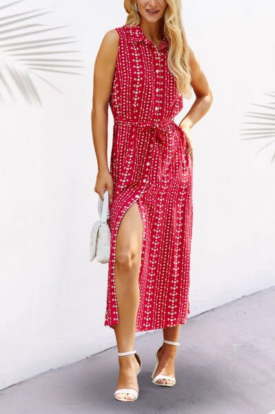 FUSCHIA-ECRU-PRINTED DRESS S - FUSCHIA-ECRU-PRINTED