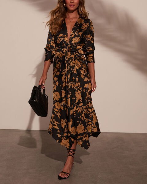 BLACK-MUSTARD DRESS