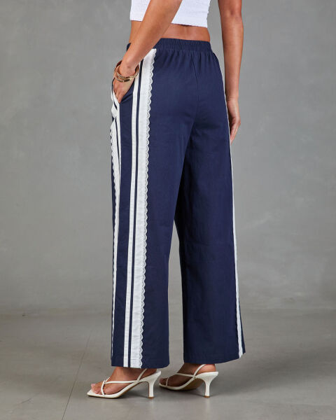NAVY-WHITE PANTS XL - NAVY-WHITE