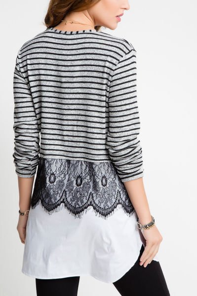 GREY-WHITE BLOUSE