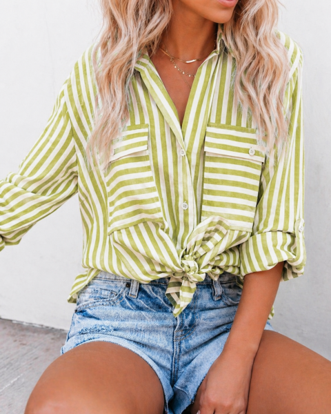 LIME-STRIPED SHIRT XL - LIME-STRIPED