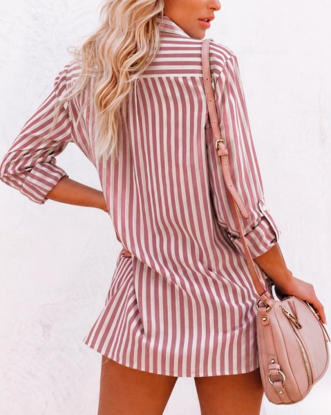 ROSE-STRIPED SHIRT M - ROSE-STRIPED