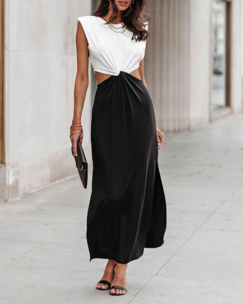 ECRU-BLACK DRESS