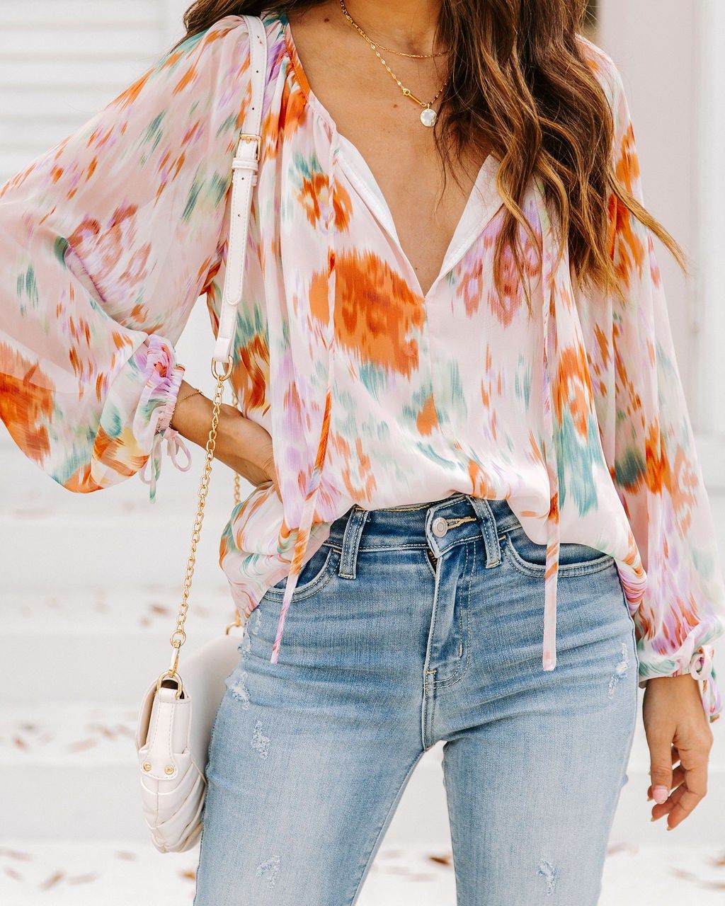 ECRU-FLORAL BLOUSE