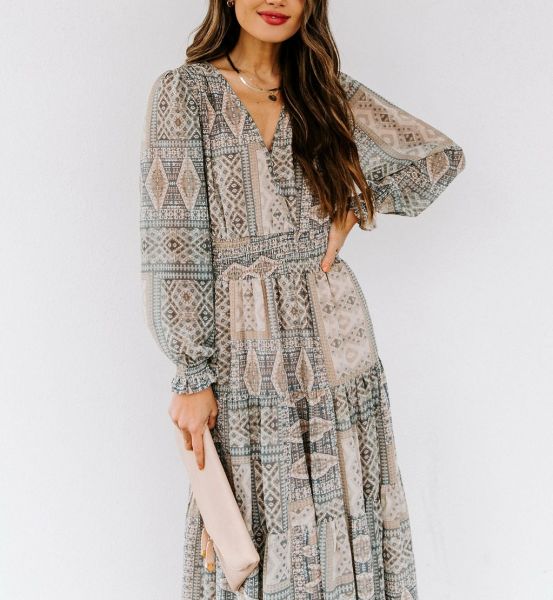 GREY-PRINTED DRESS