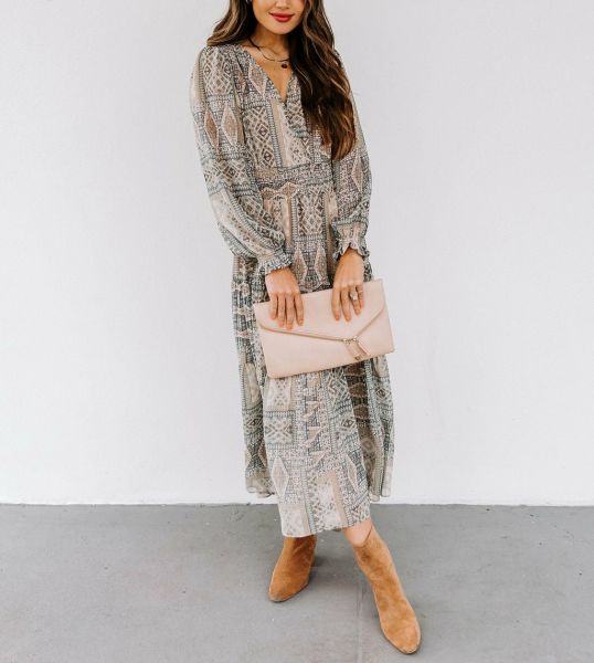 GREY-PRINTED DRESS