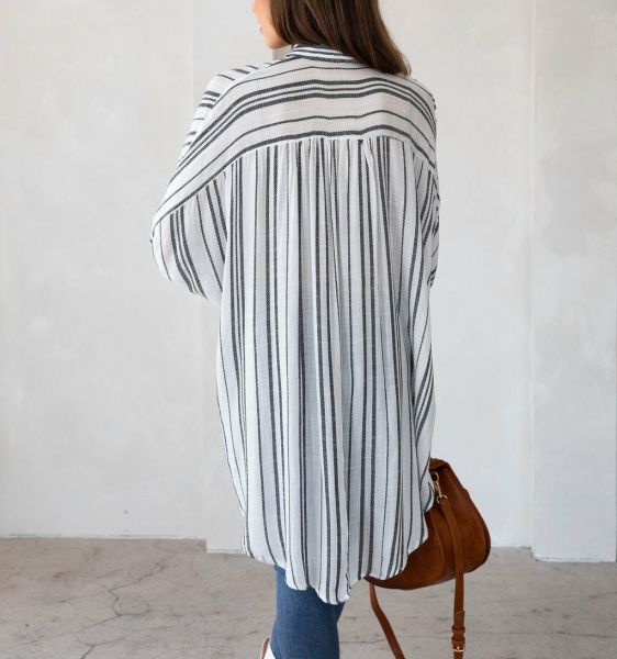 ECRU-BLACK-STRIPED BLOUSE
