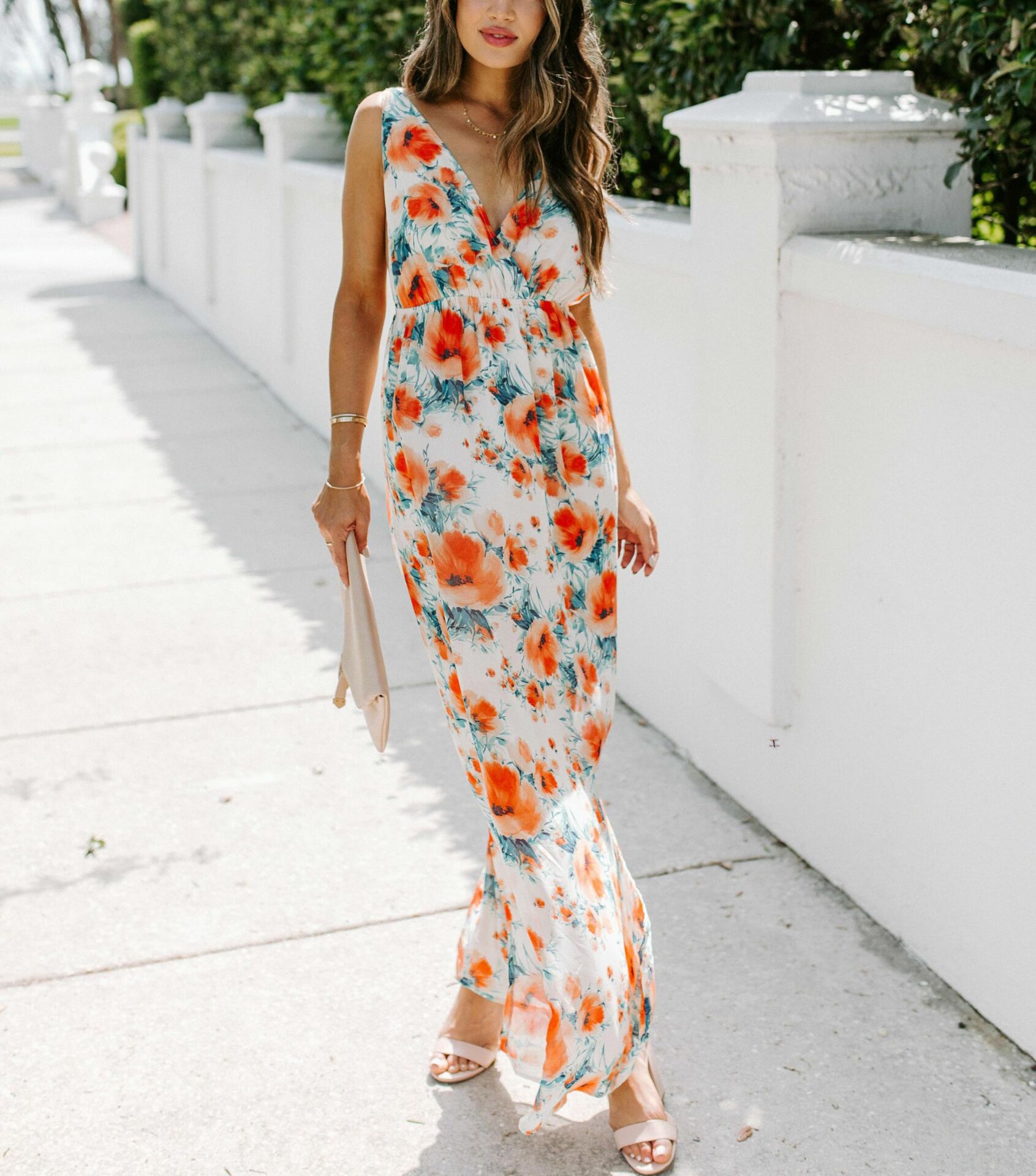 ECRU-FLORAL DRESS M - ECRU-FLORAL