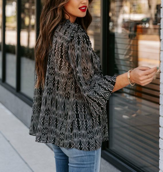 BLACK-PRINTED BLOUSE