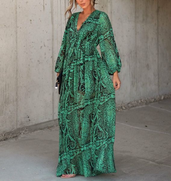 EMERALD-PRINTED DRESS