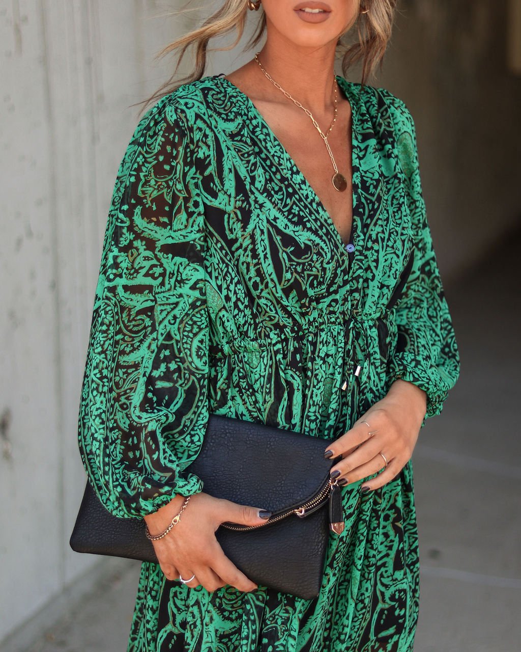 EMERALD-PRINTED DRESS