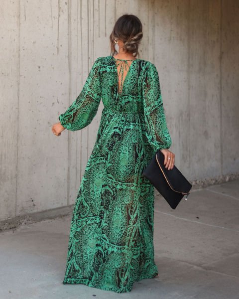 EMERALD-PRINTED DRESS