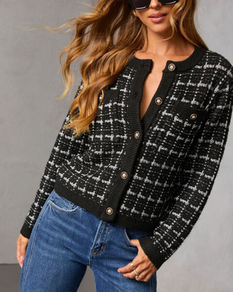 BLACK-GREY CARDIGAN S - BLACK-GREY