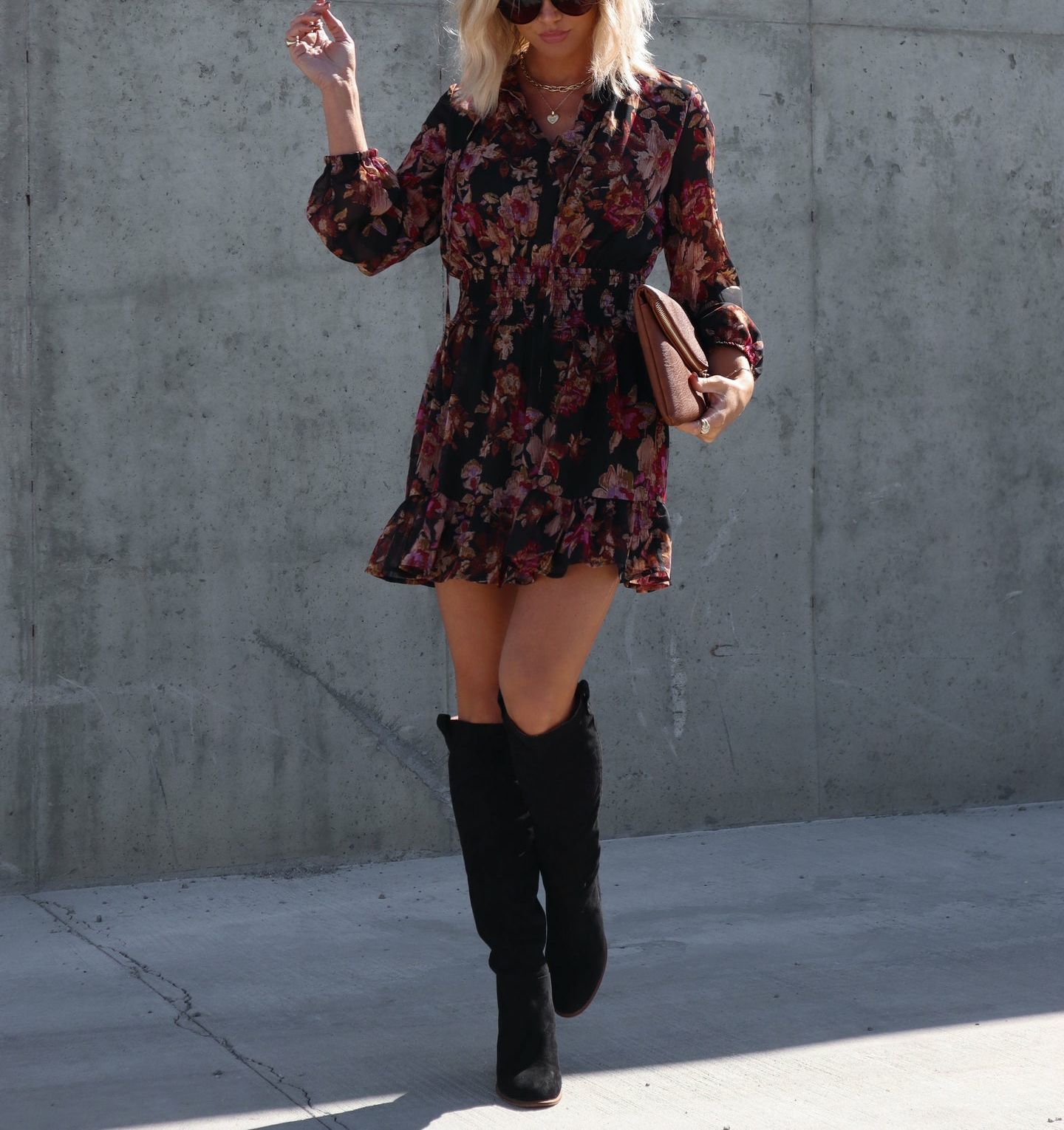 BLACK-TILE-FLORAL DRESS