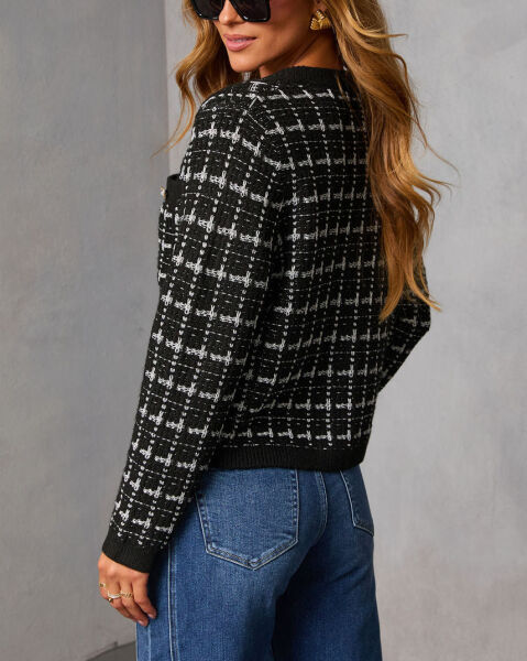BLACK-GREY CARDIGAN L - BLACK-GREY