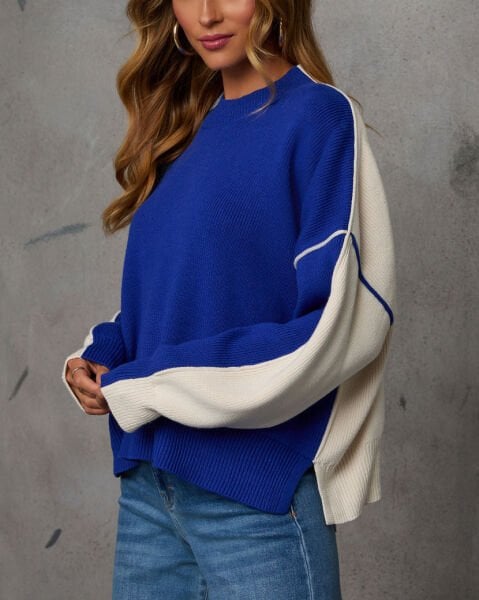 BLUE-ECRU SWEATER