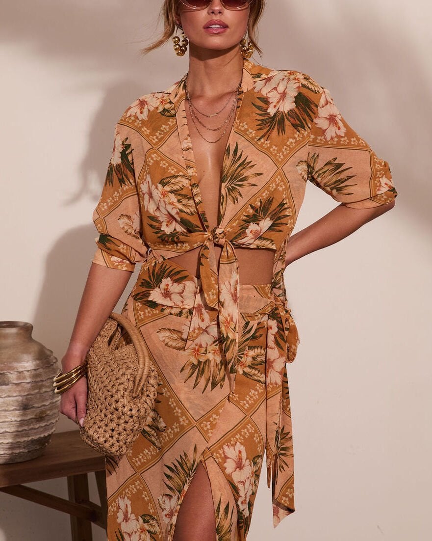 MULTICOLOR-FLORAL BLOUSE L - MULTICOLOR-FLORAL