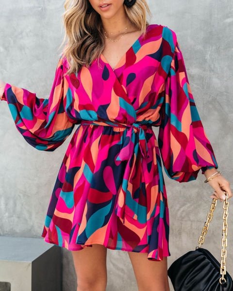 PINK-PRINTED DRESS