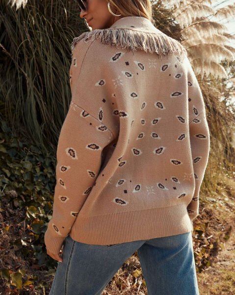 BEIGE-PASLEY-PRINTED CARDIGAN L - BEIGE-PASLEY-PRINTED