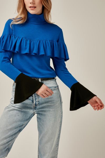 BLUE-BLACK BLOUSE
