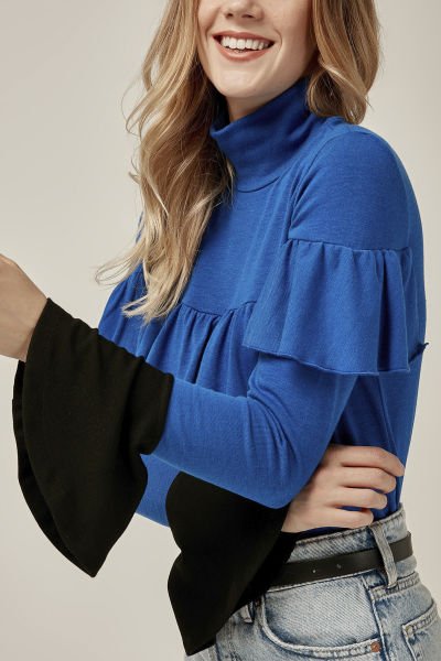 BLUE-BLACK BLOUSE