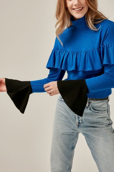 BLUE-BLACK BLOUSE
