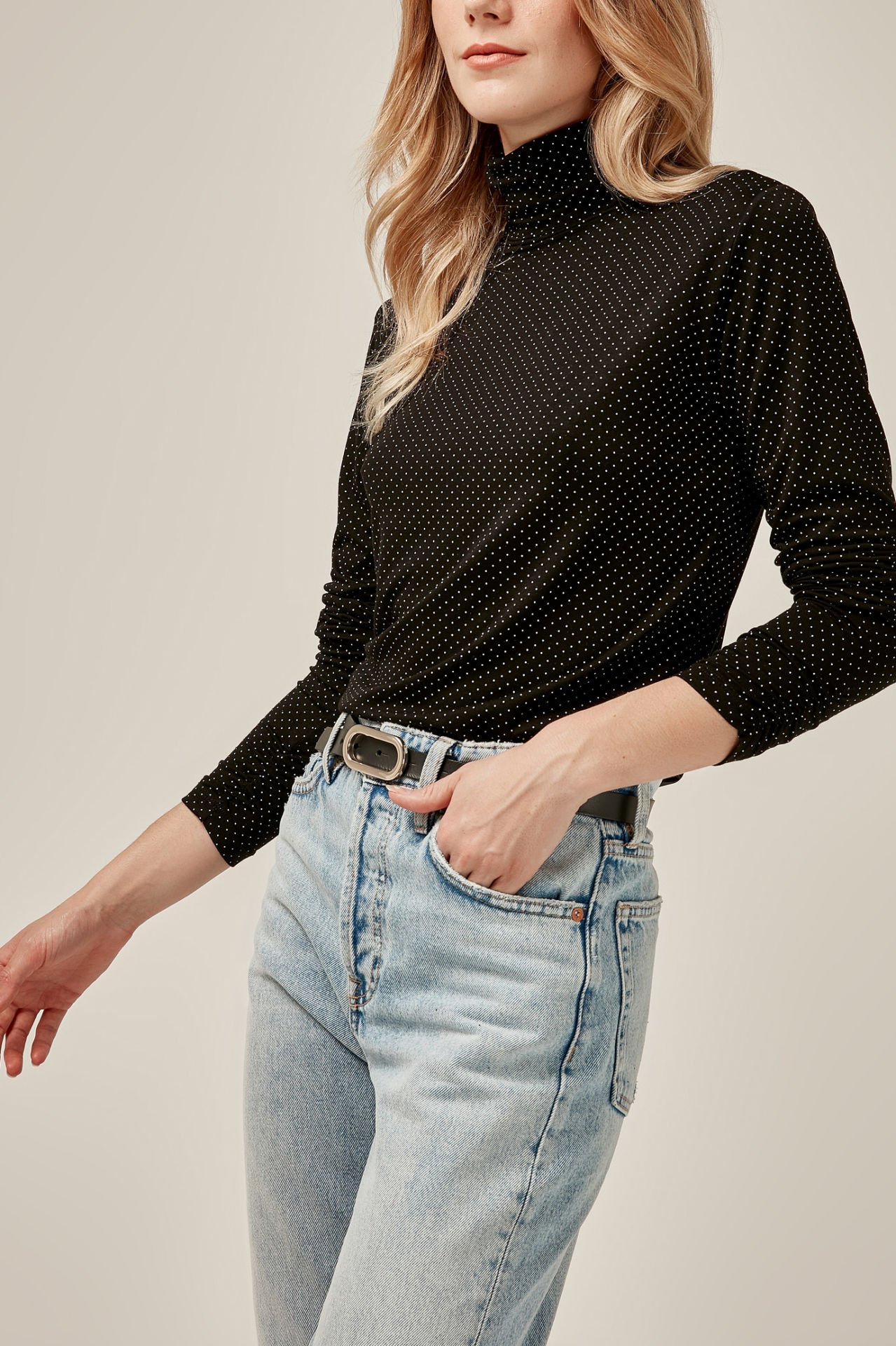 BLACK-POLKA-DOT BLOUSE