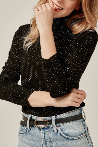 BLACK-POLKA-DOT BLOUSE