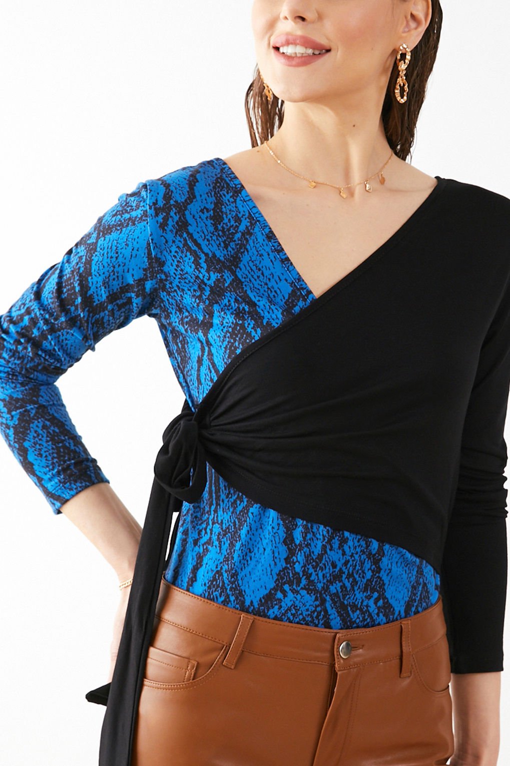 BLUE-BLACK BLOUSE