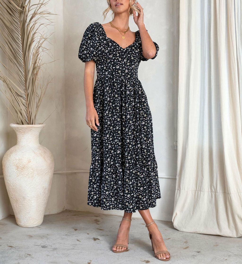 BLACK-FLORAL DRESS
