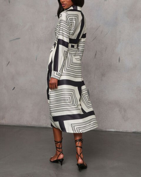 ECRU-BLACK-PRINTED DRESS