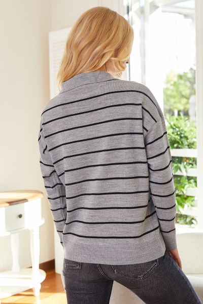 GREY-BLACK-STRIPED SWEATER